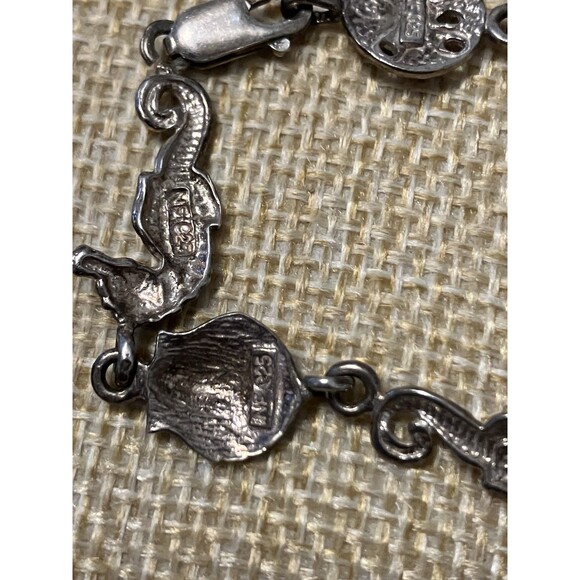 Sterling Silver 925 Bracelet Ocean Beach Themed Link Shell Sand dollar Sea horse - Picture 3 of 5